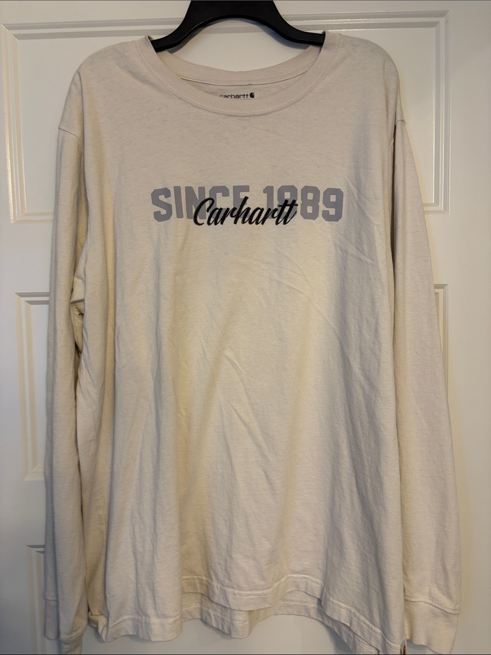 Carhartt Cream Long Sleeve Tee with Gray Print